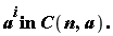 "a^(i )in C(n,a)."