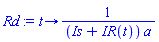 proc (t) options operator, arrow; 1/((Is+IR(t))*a) end proc