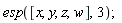 esp([x, y, z, w], 3)