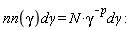 nn(gamma)*`d&gamma;` = N*gamma^(-p)*`d&gamma;`