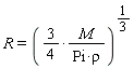 R = ((3/4)*M/(Pi*rho))^(1/3)