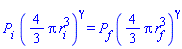 P[i]*((4/3)*Pi*r[i]^3)^gamma = P[f]*((4/3)*Pi*r[f]^3)^gamma