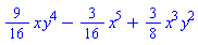 (9/16)*x*y^4-(3/16)*x^5+(3/8)*x^3*y^2