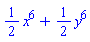 (1/2)*x^6+(1/2)*y^6