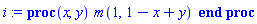 proc (x, y) m(1, 1-x+y) end proc