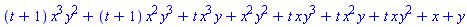 (t+1)*x^3*y^2+(t+1)*x^2*y^3+t*x^3*y+x^2*y^2+t*x*y^3+t*x^2*y+t*x*y^2+x+y