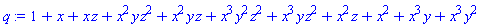 1+x+x*z+x^2*y*z^2+x^2*y*z+x^3*y^2*z^2+x^3*y*z^2+x^2*z+x^2+x^3*y+x^3*y^2