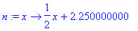 n := proc (x) options operator, arrow; 1/2*x+2.2500...