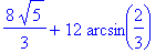 8/3*5^(1/2)+12*arcsin(2/3)