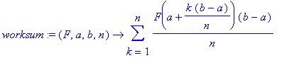 worksum := proc (F, a, b, n) options operator, arro...