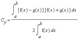 C[y] = Int([f(x)-g(x)]*[f(x)+g(x)],x = a .. b)/(2*Int(f(x),x = a .. b))