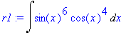 r1 := Int(sin(x)^6*cos(x)^4,x)