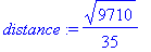 distance := 1/35*9710^(1/2)