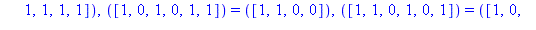 TABLE([([1, 1, 0, 0, 1, 0]) = ([1, 1, 1, 1]), ([0, 1, 0, 1, 1, 0]) = ([0, 0, 0, 0]), ([0, 0, 1, 1, 1, 0]) = ([0, 1, 1, 1]), ([1, 0, 1, 1, 0, 1]) = ([1, 1, 0, 1]), ([1, 0, 0, 0, 1, 0]) = ([0, 1, 1, 1])...