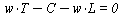 `+`(`*`(w, `*`(T)), `-`(C), `-`(`*`(w, `*`(L)))) = 0