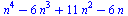 `+`(`*`(`^`(n, 4)), `-`(`*`(6, `*`(`^`(n, 3)))), `*`(11, `*`(`^`(n, 2))), `-`(`*`(6, `*`(n))))