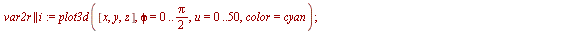 for i from 0 to 7 do `assign`(Y, `+`(`*`(3, `*`(i)), Float(19, -1))); `assign`(psi, arcsin(`/`(`*`(Y), `*`(rs)))); `assign`(var1r || i, cuboid([70, 0, 50], [`+`(20, `*`(rs, `*`(`+`(1, `-`(cos(psi)))))...