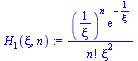 `assign`(H[1](xi, n), `/`(`*`(`^`(`/`(1, `*`(xi)), n), `*`(exp(`+`(`-`(`/`(1, `*`(xi))))))), `*`(factorial(n), `*`(`^`(xi, 2)))))