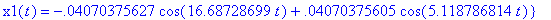 sols2 := {x2(t) = .1121862158*cos(5.118786814*t)+.7...