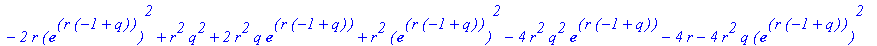 mu := 1/2*(-1+exp(r*(-1+q))+r*q-r*exp(r*(-1+q))+sqr...