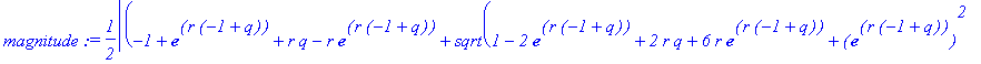 magnitude := 1/2*abs((-1+exp(r*(-1+q))+r*q-r*exp(r*...