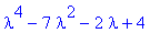 lambda^4-7*lambda^2-2*lambda+4