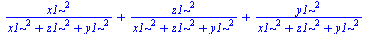 `+`(`/`(`*`(`^`(x1, 2)), `*`(`+`(`*`(`^`(x1, 2)), `*`(`^`(z1, 2)), `*`(`^`(y1, 2))))), `/`(`*`(`^`(z1, 2)), `*`(`+`(`*`(`^`(x1, 2)), `*`(`^`(z1, 2)), `*`(`^`(y1, 2))))), `/`(`*`(`^`(y1, 2)), `*`(`+`(`...