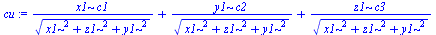 `+`(`/`(`*`(x1, `*`(c1)), `*`(`^`(`+`(`*`(`^`(x1, 2)), `*`(`^`(z1, 2)), `*`(`^`(y1, 2))), `/`(1, 2)))), `/`(`*`(y1, `*`(c2)), `*`(`^`(`+`(`*`(`^`(x1, 2)), `*`(`^`(z1, 2)), `*`(`^`(y1, 2))), `/`(1, 2))...