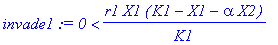 invade1 := 0 < r1*X1*(K1-X1-alpha*X2)/K1
