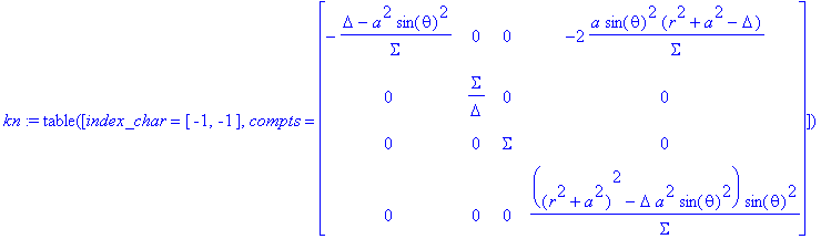 kn := TABLE([index_char = [-1, -1], compts = matrix...
