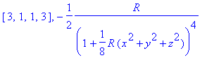 [3, 1, 1, 3], -1/2*R/((1+1/8*R*(x^2+y^2+z^2))^4)