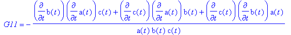 ` G11` = -(diff(b(t),t)*diff(a(t),t)*c(t)+diff(c(t)...