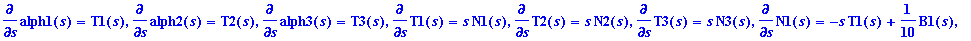 diff(alph1(s),s) = T1(s), diff(alph2(s),s) = T2(s),...