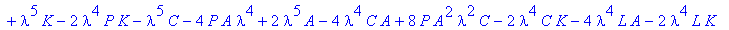 cp := lambda^6-lambda^5*P-lambda^5*L+4*P*lambda^3*L...