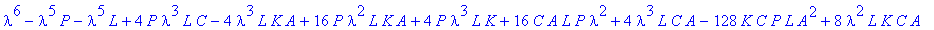 lambda^6-lambda^5*P-lambda^5*L+4*P*lambda^3*L*C-4*l...