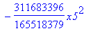 -1/85*(55*x2+35*x3+85*x1-79*x4-57*x5)^2-1/408*(-2034*x3+24*x2-83*x4+1630*x5)^2+1/163272*(40818*x3+1721*x4-32418*x5)^2+1/22520430646740*(55172793*x4+22487254*x5)^2-311683396/165518379*x5^2