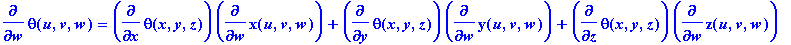diff(theta(u,v,w),w) = diff(theta(x,y,z),x)*diff(x(...