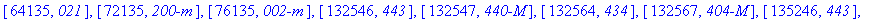 [[135, `000`], [1325, `400`], [1354, `030`], [1356,...