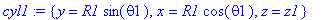 cyl1 := {y = R1*sin(theta1), x = R1*cos(theta1), z ...