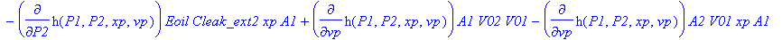 pdes := [diff(h(P1,P2,xp,vp),vp), diff(h(P1,P2,xp,vp),P1)+diff(h(P1,P2,xp,vp),P2), -(diff(h(P1,P2,xp,vp),P1)*Eoil*A1*V02-diff(h(P1,P2,xp,vp),P1)*Eoil*A1*xp*A2-diff(h(P1,P2,xp,vp),P2)*Eoil*A2*V01-diff(h...