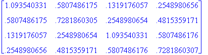 matrix([[1.093540331, .5807486175, .1319176057, .25...