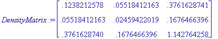 DensityMatrix := matrix([[.1238212578, .5518412163e...