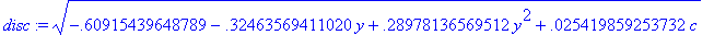 disc := sqrt(-.60915439648789-.32463569411020*y+.28...