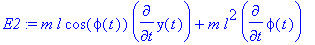 E2 := m*l*cos(phi(t))*diff(y(t),t)+m*l^2*diff(phi(t...