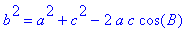 b^2 = a^2+c^2-2*a*c*cos(B)