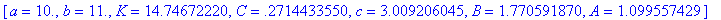 [a = 10., b = 11., K = 14.74672220, C = .2714433550...