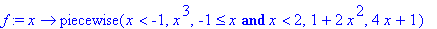 f := proc (x) options operator, arrow; piecewise(x ...