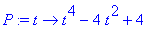 P := proc (t) options operator, arrow; t^4-4*t^2+4 ...