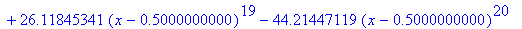 g := proc (x) options operator, arrow; .7172631715*x-.3586315858+.1257208840*(x-.5000000000)^2+.2448056148*(x-.5000000000)^3-.9147962768e-1*(x-.5000000000)^4+.1174700991*(x-.5000000000)^5-.1495382533*(...