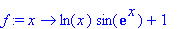 f := proc (x) options operator, arrow; ln(x)*sin(ex...